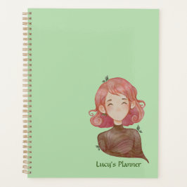 Wasserfarbene Blätter & Baummädchen Planer