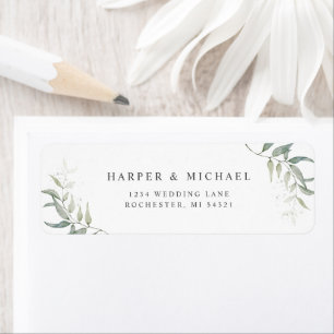 Wasserfarbene Blätter Hochzeitslabel