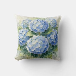 Wasserfarbene Blaue Hortensien Bouquet Kissen