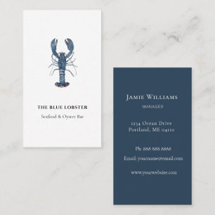 Wasserfarbene Blaue Hummer Restaurant  Visitenkarte