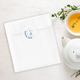 Wasserfarbene blaue minimalistische Babyparty für  Runder Aufkleber