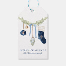 Wasserfarbene Blaue Strumpf-Garlande Weihnachten
