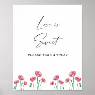Wasserfarbene blühende Liebe ist süß nehmen Sie ei Poster