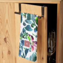 Wasserfarbene Blume botanisch mit Monogramm