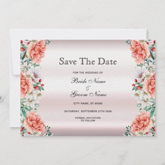 Wasserfarbene Blume der Peony Save the Date (Vorderseite)