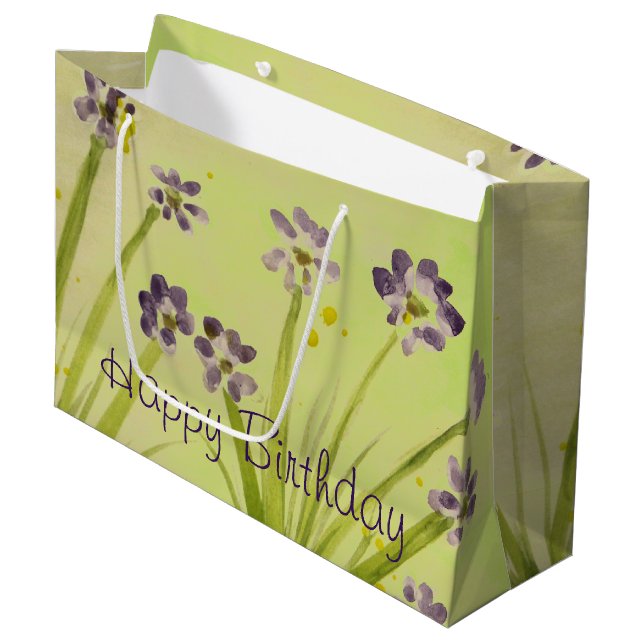 Wasserfarbene Blume Große Geschenktüte (Vorderseite Schrägansicht)