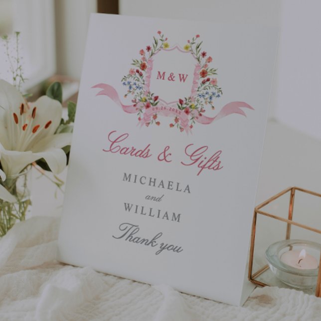 Wasserfarbene Blume Hochzeitskarten und Geschenke Sockelschild (Von Creator hochgeladen)