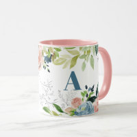 Wasserfarbene Blumen elegant elegante Marine mit M