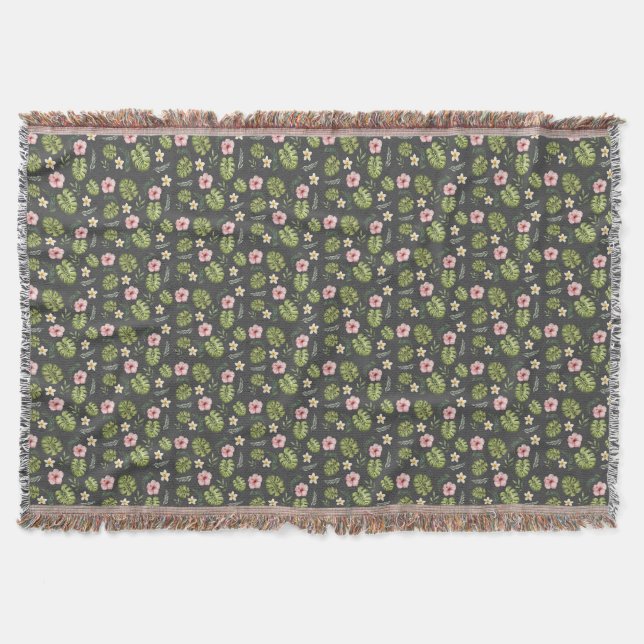 Wasserfarbene Blumengraue, elegante Wurfdecke Decke (Vorderseite)