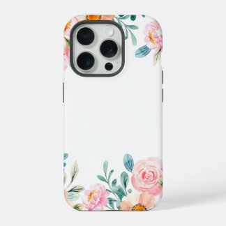 Wasserfarbene Blumengrenze iPhone 15 Pro Hülle
