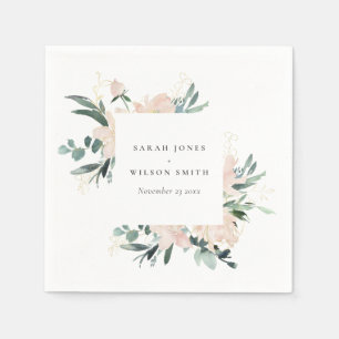 WASSERFARBENE BLUSH GOLD FLORAL FRAME WATERCOLOR W SERVIETTE