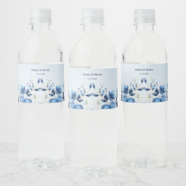Wasserfarbene Blüten Wasserflaschen Etikett