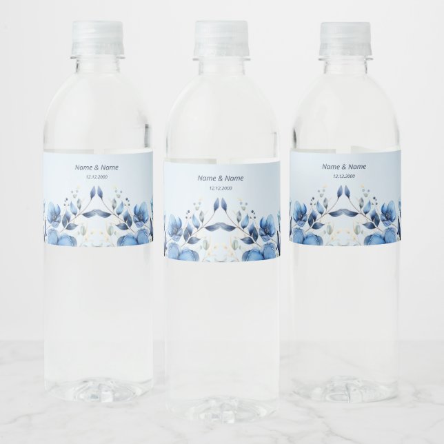 Wasserfarbene Blüten Wasserflaschen Etikett (Flaschen)