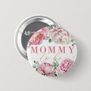 Wasserfarbene Blütendusche "Mommy to Be" Kinderdus Button