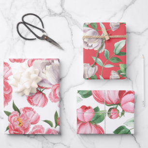 Wasserfarbene Blütenpeere  Geschenkpapier Set