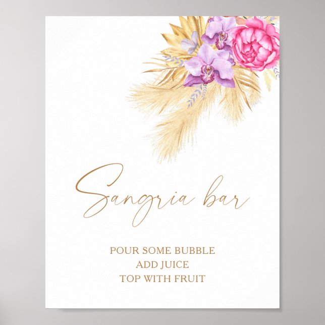 Wasserfarbene boho Blume - Sangria Bar Poster (Vorne)