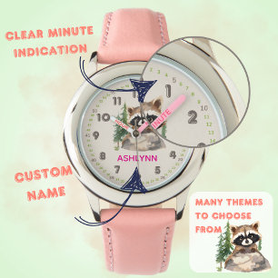 Wasserfarbene braune Waschbären-Uhr mit individuel Armbanduhr