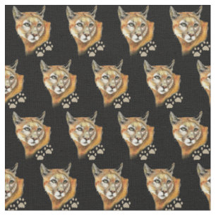 Wasserfarbene Cougar-Tracks Wilde Tierart Art Stoff