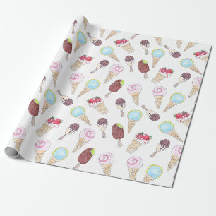 Wasserfarbene Dessert leckeres Eis Cartoo Geschenkpapier