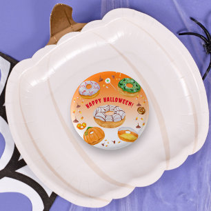 Wasserfarbene Donut-licious Halloween-Süßigkeiten Button