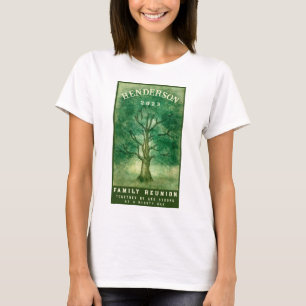 Wasserfarbene Eichenbaum-Familientreffen-Rustikal T-Shirt