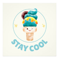 Wasserfarbene Eiscreme-Kugel Pastell Bleib Kühl