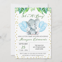 Wasserfarbene Elephant Baby Dusche Einladung