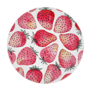 Wasserfarbene Erdbeeren Muster. Schneidebrett