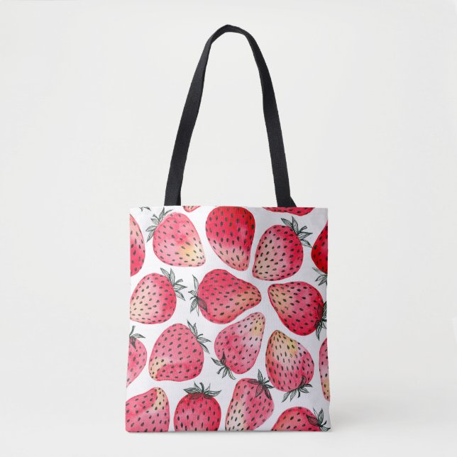 Wasserfarbene Erdbeeren Muster. Tasche (Vorderseite)