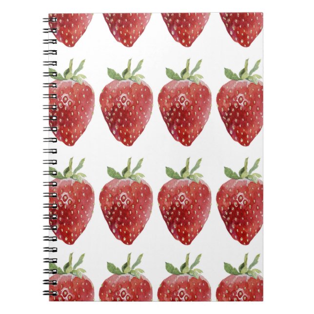 Wasserfarbene Erdbeeren: nahtloses Muster Notizblock (Vorderseite)