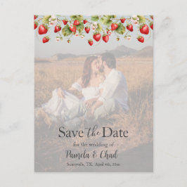 Wasserfarbene Erdbeeren Save the Date Foto Postkarte