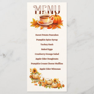 Wasserfarbene Erntedank Pumpkins und Kaffee Menükarte