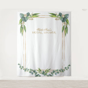 Wasserfarbene Eukalyptus-Gold-Brautparty-Dekoratio Wandteppich