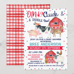 Wasserfarbene Farm - Babydusche Einladung