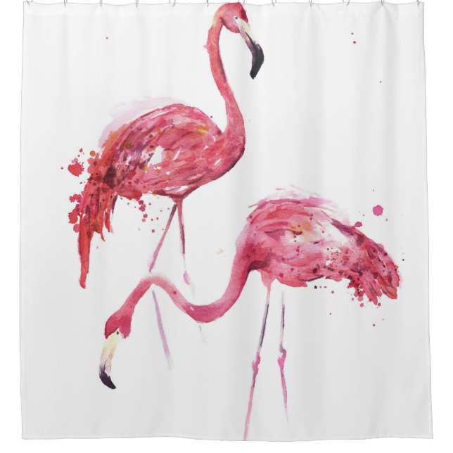 Wasserfarbene Flamingos, elegantes Design. Duschvorhang (Vorderseite)