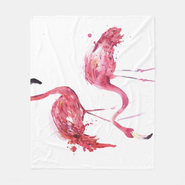 Wasserfarbene Flamingos, elegantes Design. Fleecedecke (Vorderseite)