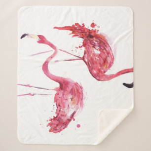 Wasserfarbene Flamingos, elegantes Design. Sherpadecke