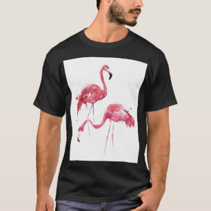 Wasserfarbene Flamingos, elegantes Design. T-Shirt