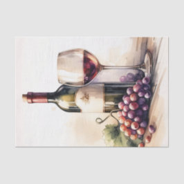 Wasserfarbene Flasche und Trauben Seidenpapier