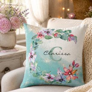 Wasserfarbene Florale Personalisierte Wurfkissen Kissen