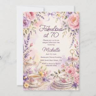 Wasserfarbene Florale Teeparty-Fabelhafte 70. Gebu Einladung
