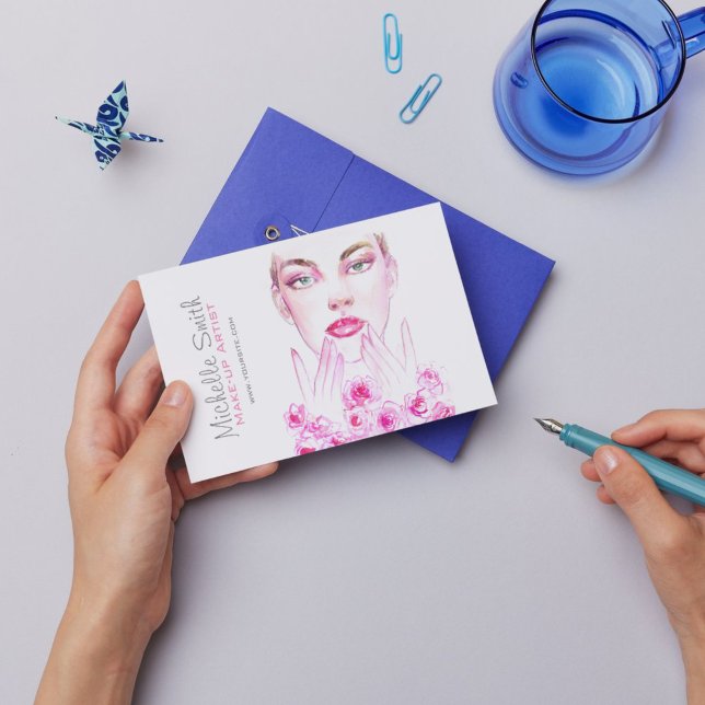 Wasserfarbene Frau und Rose Schönheitssalon Brandi Postkarte (Von Creator hochgeladen)