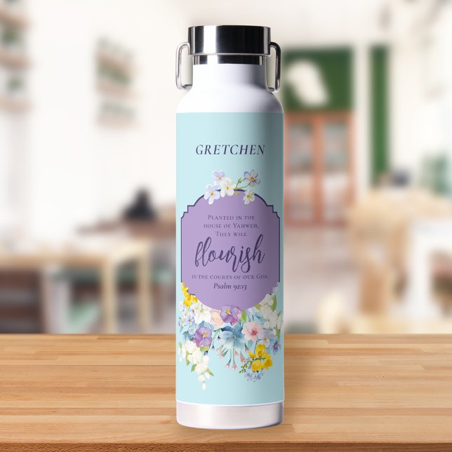 Wasserfarbene Frühlingsblumen Bibel Verse Personal Trinkflasche (Von Creator hochgeladen)