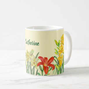 Wasserfarbene Frühlingsblumen Botanische Illustra Kaffeetasse