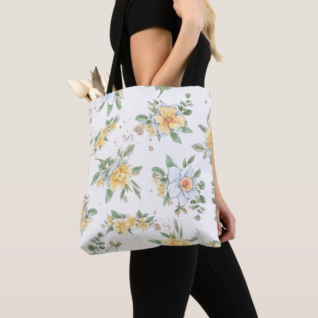 Wasserfarbene Frühlingsblumen & Milchdesign Tasche (Von Nahem)