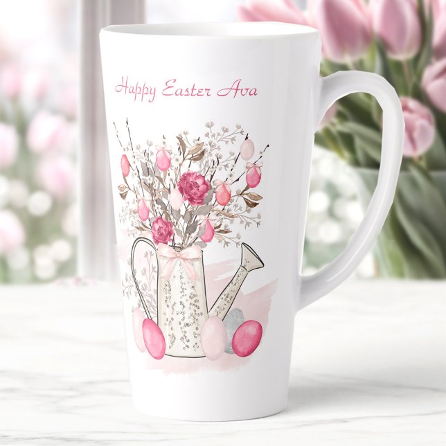 Wasserfarbene Frühlingsblumen Ostern Personalisier Milchtasse (Watercolor Spring flowers Easter Personalized Latte Mug)