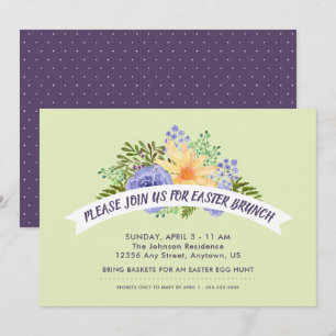 Wasserfarbene Frühlingsblumen Stilvolles Osterbrun Einladung