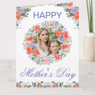 Wasserfarbene Frühlingsblumen Wreath Mother Day Karte