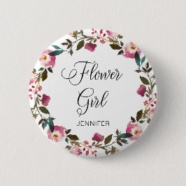 Wasserfarbene Frühlingsblütenblume Mädchen Button