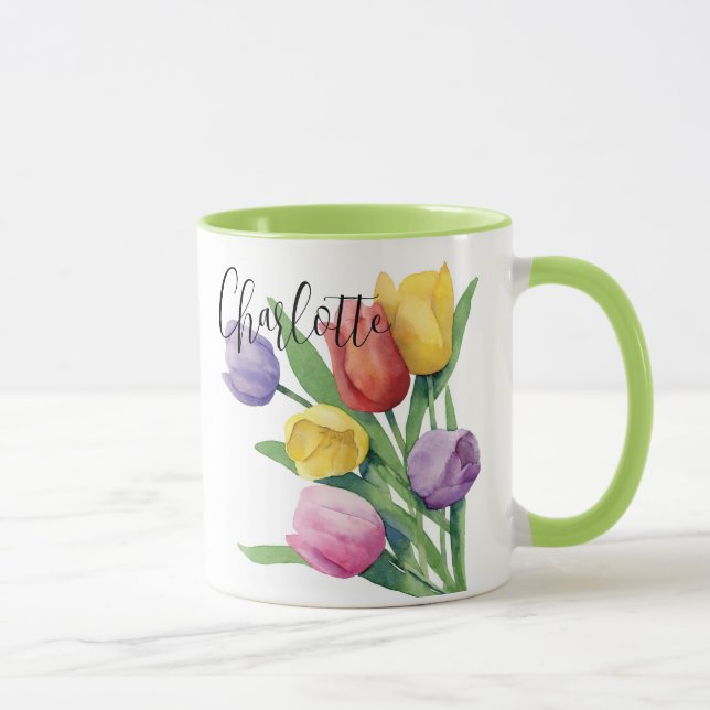 Wasserfarbene Frühlingshuppen Tasse (Rechts)
